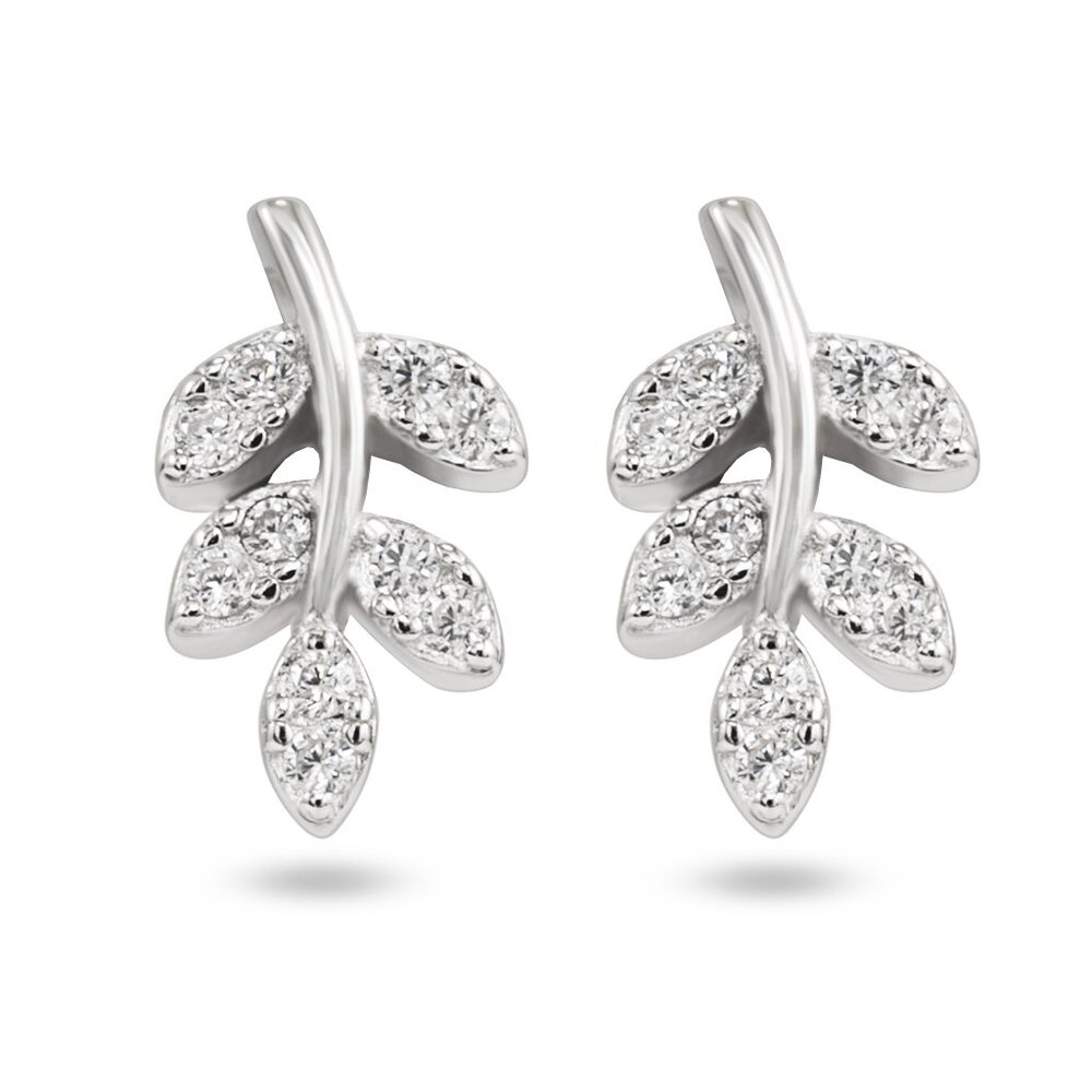 NEW Sterling Silver Leaf Push-back Earrings